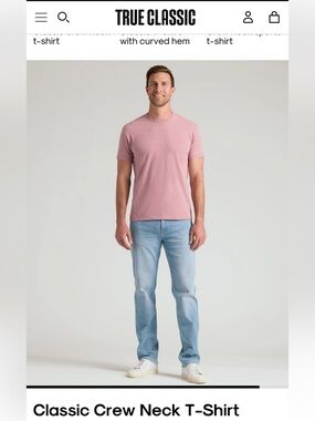 True Classic Men's Straight Jeans in Light Blue